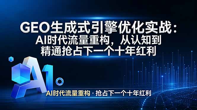 GEO 生成式引擎优化实战：AI时代流量重构，从认知到精通抢占下一个十年红利 - 严选资源大全