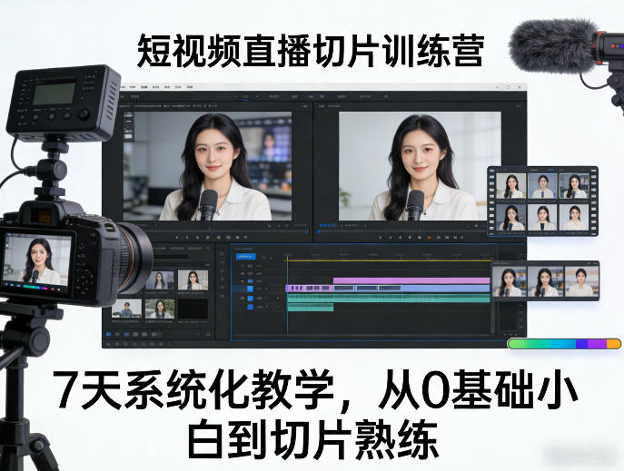 短视频直播切片训练营，7天系统化教学，从0基础小白到切片熟练 - 严选资源大全