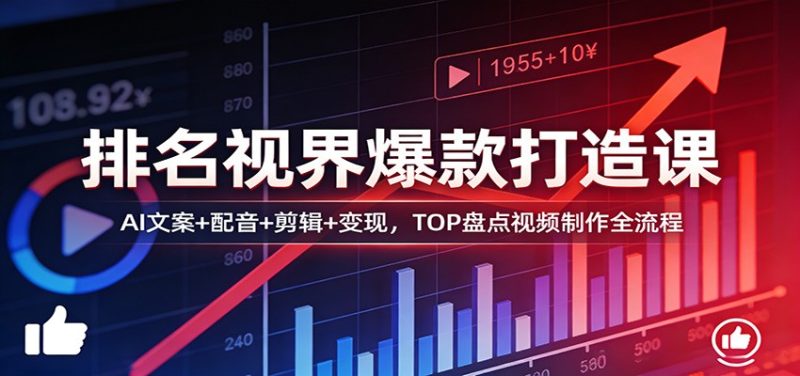 排名视界爆款打造课：AI文案+配音+剪辑+变现，TOP盘点视频制作全流程 - 严选资源大全 - 严选资源大全