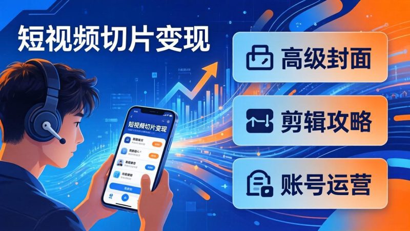 短视频切片变现速成班2.0:高级封面+剪辑攻略+账号运营,0基础小白快速入局副业 - 严选资源大全 - 严选资源大全