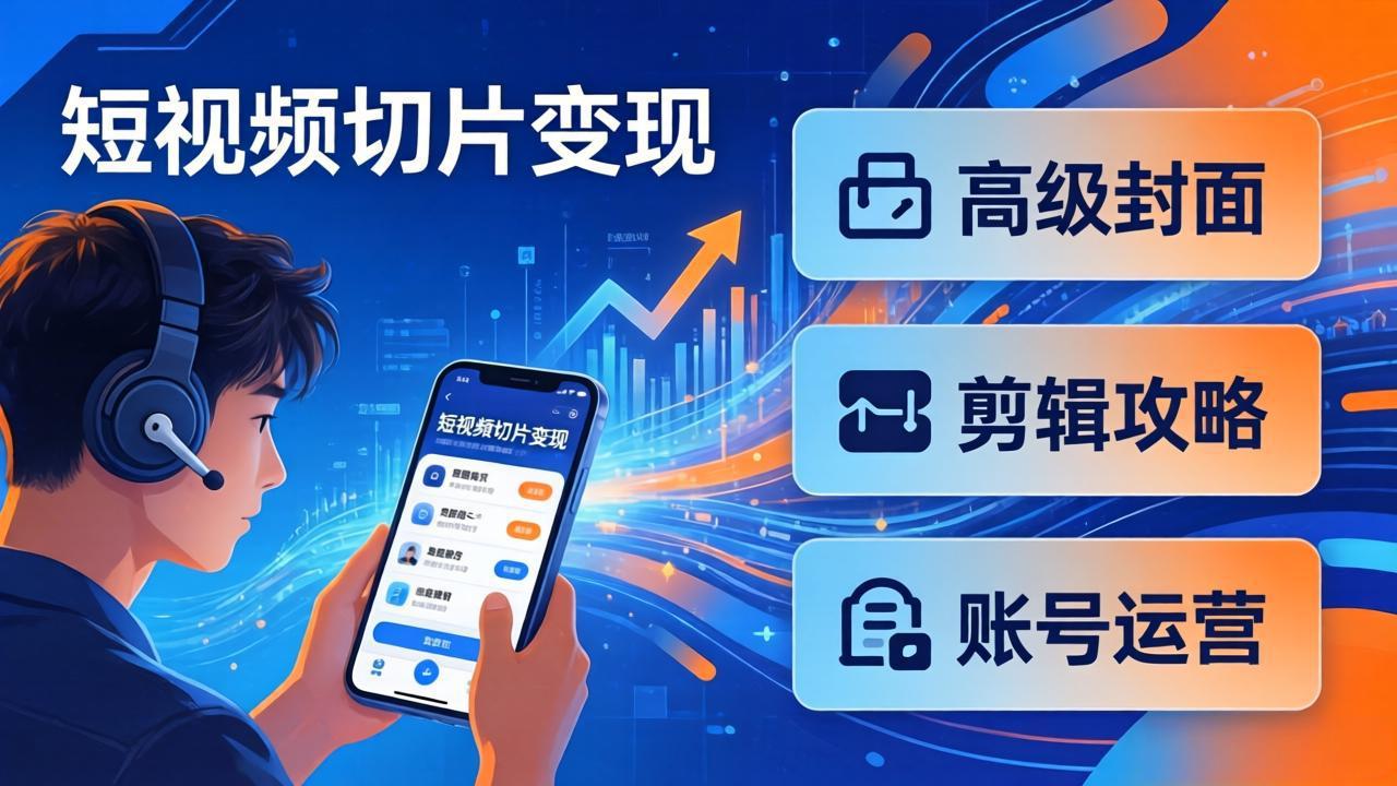 短视频切片变现速成班2.0:高级封面+剪辑攻略+账号运营,0基础小白快速入局副业 - 严选资源大全