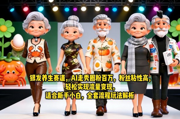 银发养生赛道，AI走秀圈粉百万，粉丝粘性高，轻松实现流量变现，适合新手小白，全套流程玩法解析 - 严选资源大全