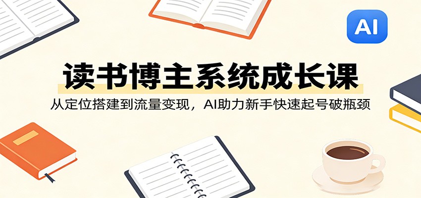 读书博主系统成长课：从定位搭建到流量变现，AI助力新手快速起号破瓶颈 - 严选资源大全