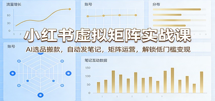 小红书虚拟矩阵实战课：AI选品搬款，自动发笔记，矩阵运营，解锁低门槛变现 - 严选资源大全