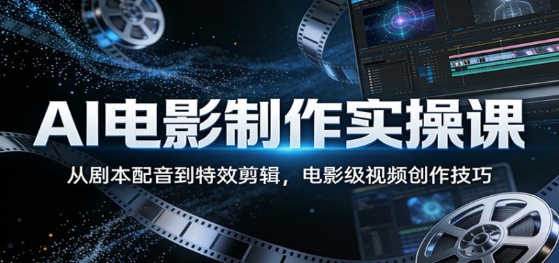 AI电影制作实操课:从剧本配音到特效剪辑,电影级视频创作技巧 - 严选资源大全 - 严选资源大全