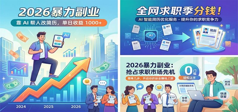 2026暴力副业:靠AI帮人改简历,单日收益1000+,全网求职季分钱 - 严选资源大全 - 严选资源大全