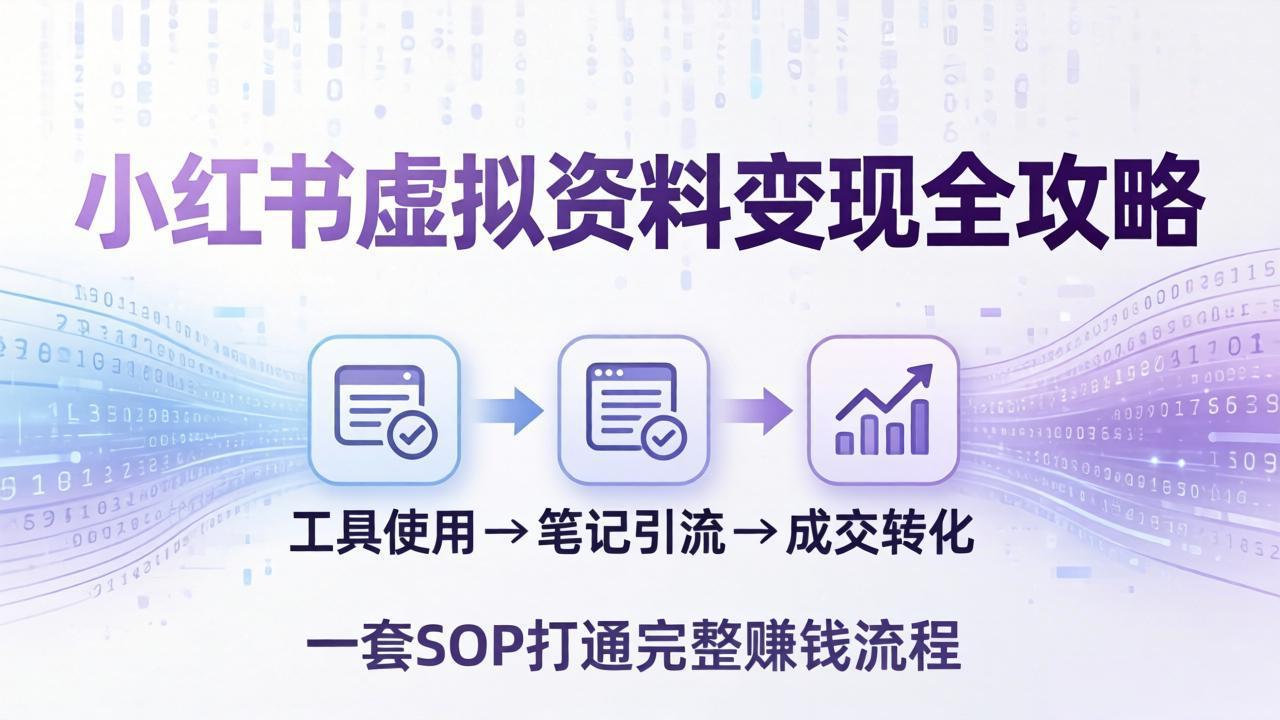 小红书虚拟资料变现全攻略:从工具使用到笔记引流成交,一套 SOP 打通完整赚钱流程 - 严选资源大全