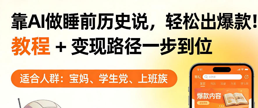 靠AI做睡前历史解说，轻松出爆款！教程+变现路径一步到位，单个视频收益1K+【揭秘】 - 严选资源大全