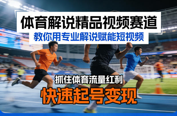 体育解说精品视频赛道，教你用专业解说赋能短视频，抓住体育流量红利，快速起号变现 - 严选资源大全