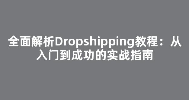 全面解析Dropshipping教程：从入门到成功的实战指南 - 严选资源大全