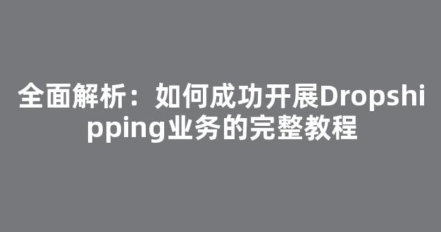 全面解析：如何成功开展Dropshipping业务的完整教程 - 严选资源大全