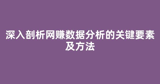 深入剖析网赚数据分析的关键要素及方法 - 严选资源大全