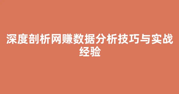 深度剖析网赚数据分析技巧与实战经验 - 严选资源大全