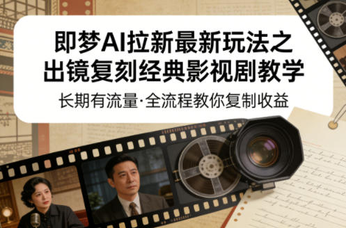 即梦AI拉新最新玩法之出镜复刻经典影视剧教学,长期有流量,全流程教你复制收益 - 严选资源大全