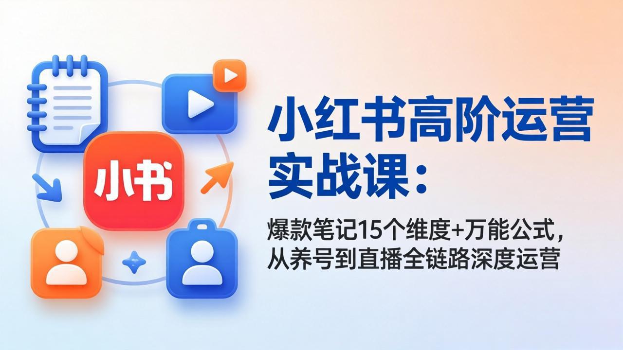 小红书高阶运营实战课：爆款笔记15个维度+万能公式，从养号到直播全链路深度运营 - 严选资源大全