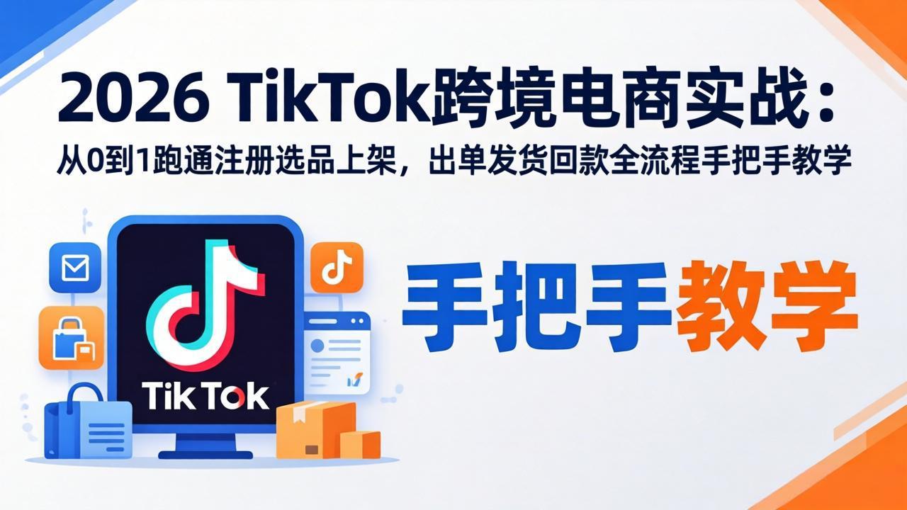 2026TikTok跨境电商实战：从0到1跑通注册选品上架，出单发货回款全流程手把手教学 - 严选资源大全