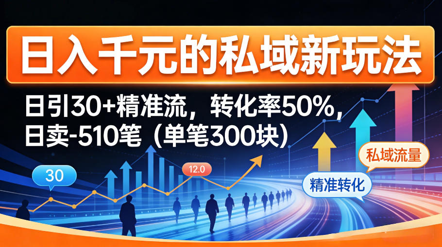日入千米的私域新玩法：日引30＋精准流，转化率50%，日卖5-10笔(单笔300米) - 严选资源大全