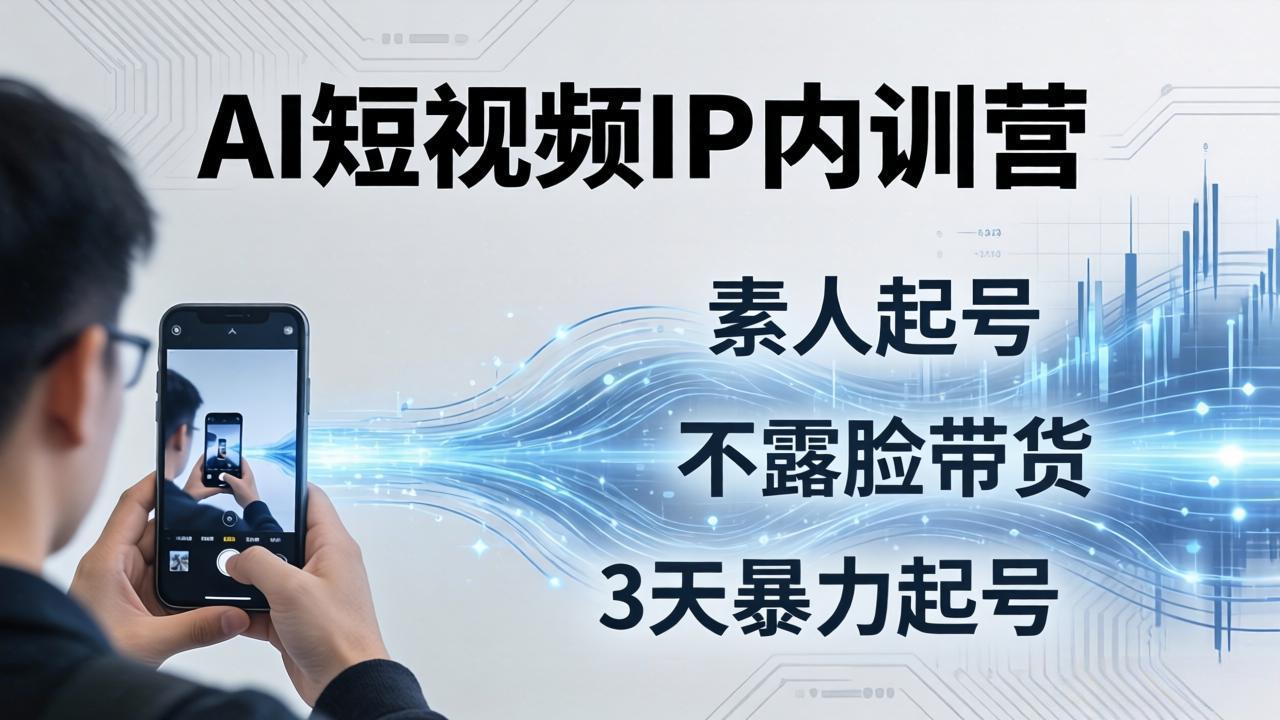 2026AI短视频IP内训营：从素人起号到不露脸带货，3天暴力起号全流程拆解 - 严选资源大全