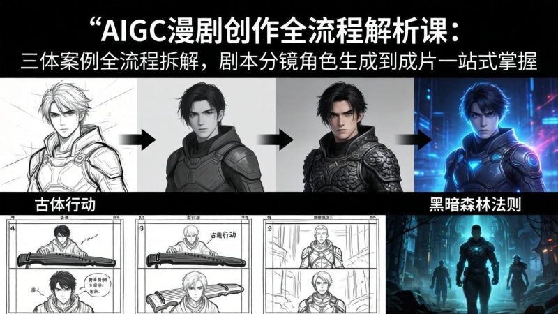AIGC漫剧创作全流程解析课:三体案例全流程拆解,剧本分镜角色生成到成片一站式掌握 - 严选资源大全 - 严选资源大全