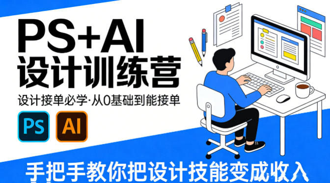 设计接单必学,PS+AI设计训练营,从0基础到能接单,手把手教你把设计技能变成收入 - 严选资源大全