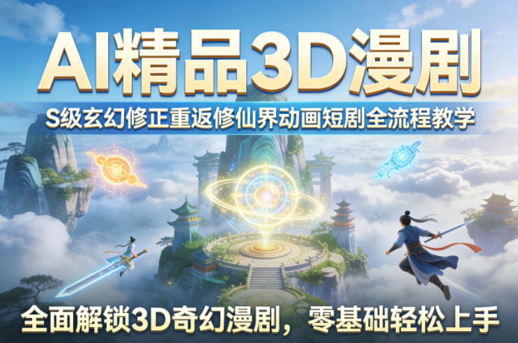 AI精品3D漫剧S级玄幻修正重返修仙界动画短剧全流程教学,全面解锁3D奇幻漫剧,零基础轻松上手 - 严选资源大全