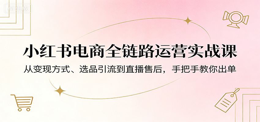 小红书电商全链路运营实战课：从变现方式、选品引流到直播售后，手把手教你出单 - 严选资源大全