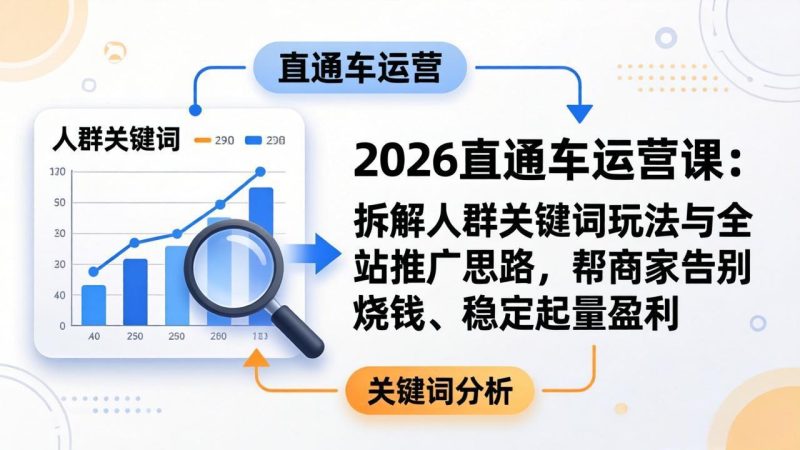 2026直通车运营课:拆解人群关键词玩法与全站推广思路,帮商家告别烧钱、稳定起量盈利 - 严选资源大全 - 严选资源大全