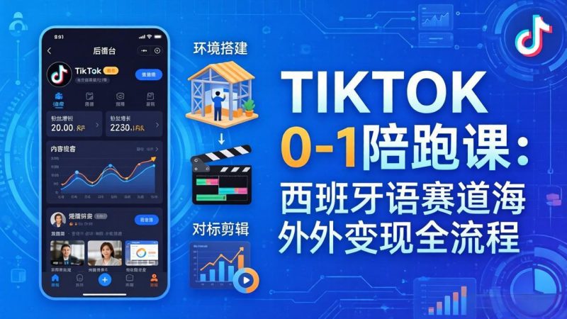 TIKTOK 0-1 陪跑课：从环境搭建到刷对标剪辑，西班牙语赛道海外变现全流程 - 严选资源大全 - 严选资源大全