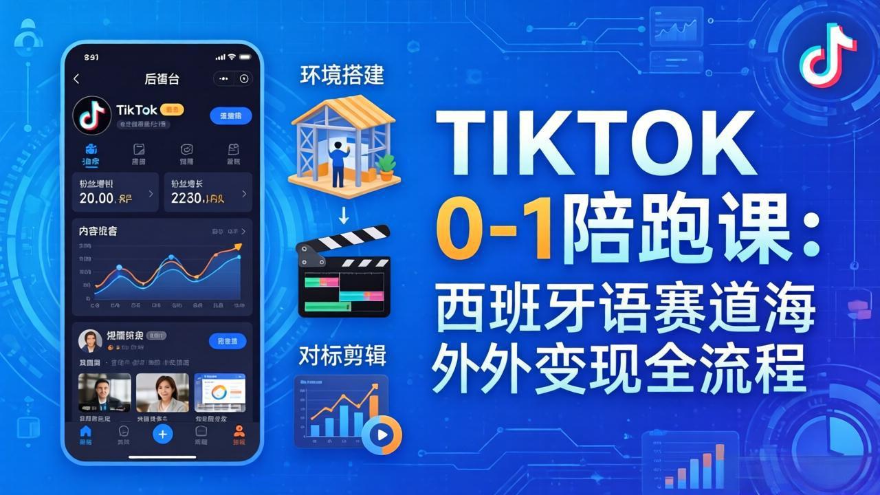 TIKTOK 0-1 陪跑课:从环境搭建到刷对标剪辑,西班牙语赛道海外变现全流程 - 严选资源大全