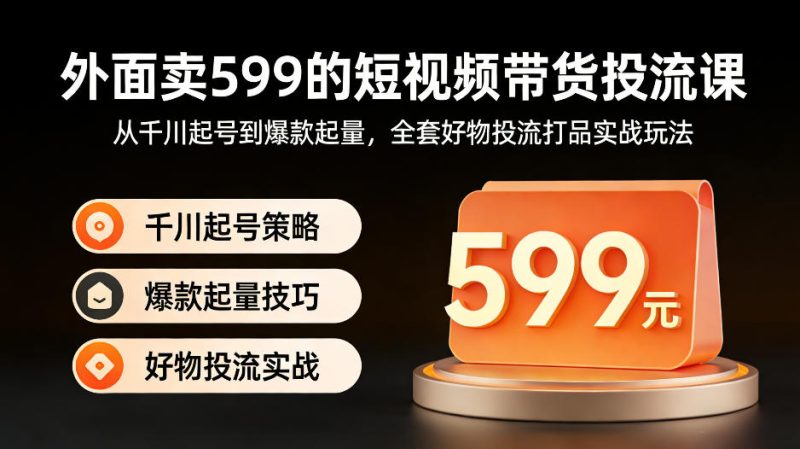 外面卖599的短视频带货投流课：从千川起号到爆款起量，全套好物投流打品实战玩法 - 严选资源大全 - 严选资源大全
