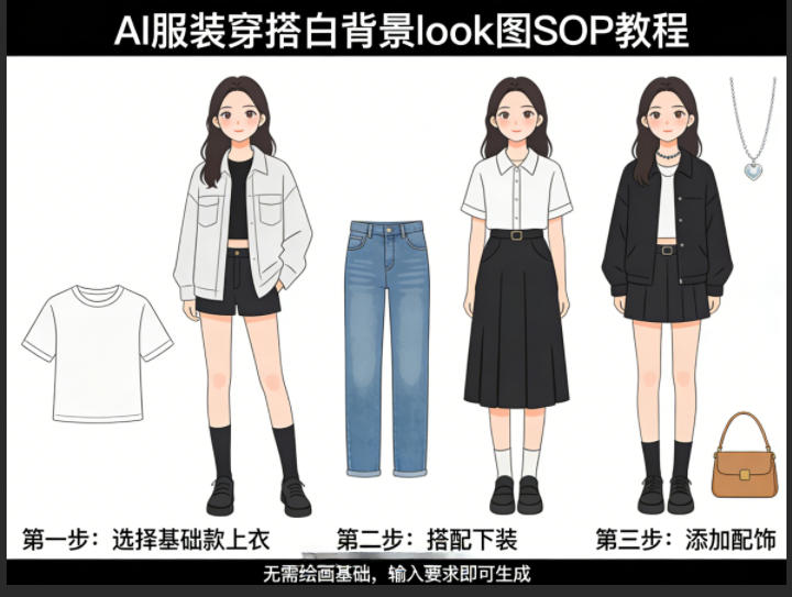 AI服装穿搭白背景look图SOP教程,不用会画画,提几句具体要求,AI就能还你一个奇迹 - 严选资源大全