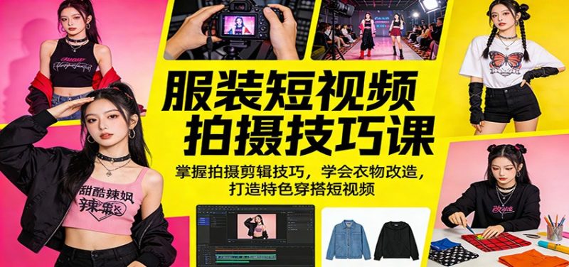 服装短视频拍摄技巧课：掌握拍摄剪辑技巧，学会衣物改造，打造特色穿搭短视频 - 严选资源大全 - 严选资源大全