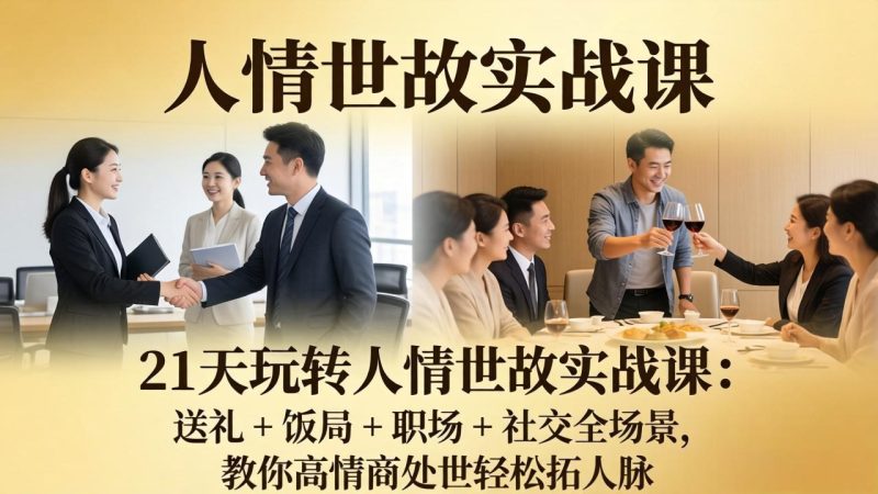 21 天玩转人情世故实战课：送礼 + 饭局 + 职场 + 社交全场景，教你高情商处世轻松拓人脉 - 严选资源大全 - 严选资源大全