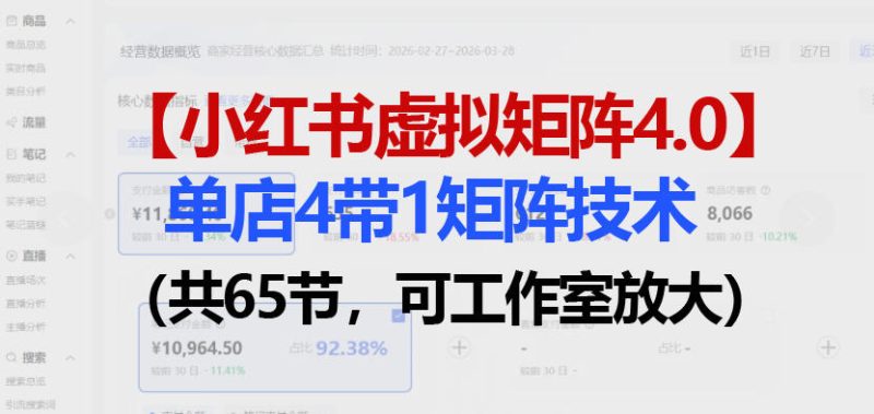 小红书虚拟矩阵4.0技术:单店4带1矩阵(共65节,可工作室放大) - 严选资源大全 - 严选资源大全