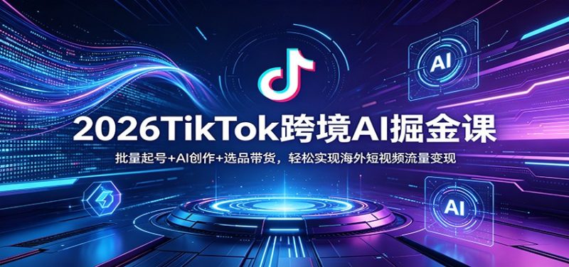 2026TikTok跨境AI掘金课：批量起号+AI创作+选品带货，轻松实现海外短视频流量变现 - 严选资源大全 - 严选资源大全