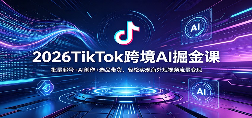 2026TikTok跨境AI掘金课：批量起号+AI创作+选品带货，轻松实现海外短视频流量变现 - 严选资源大全