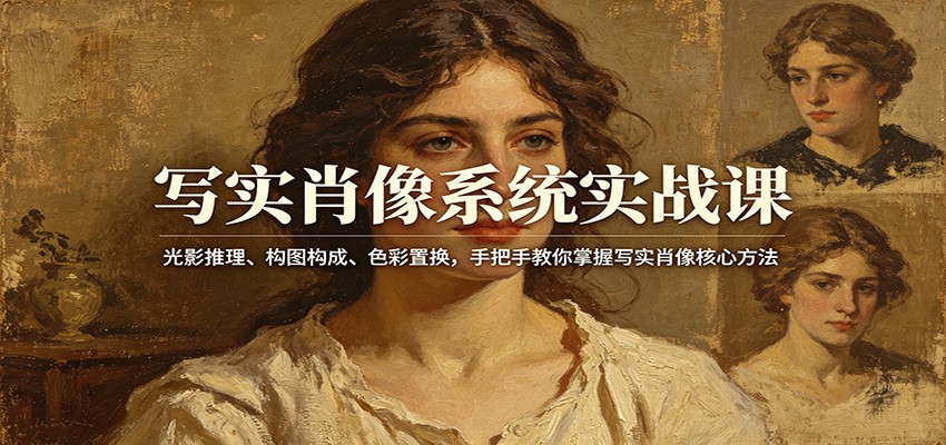 写实肖像系统实战课：光影推理、构图构成、色彩置换，手把手教你掌握写实肖像核心方法 - 严选资源大全