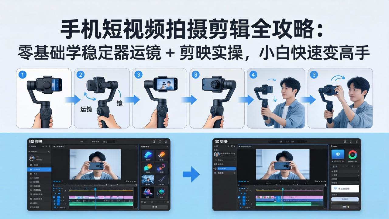 手机短视频拍摄剪辑全攻略:零基础学稳定器运镜 + 剪映实操,小白快速变高手 - 严选资源大全