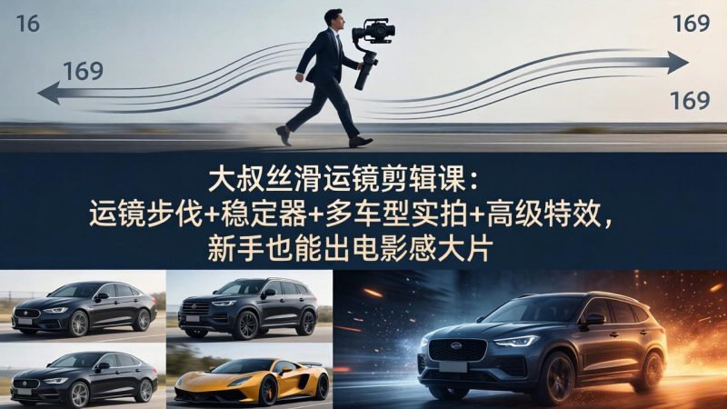 大叔丝滑运镜剪辑课：运镜步伐+稳定器+多车型实拍+高级特效，新手也能出电影感大片 - 严选资源大全 - 严选资源大全