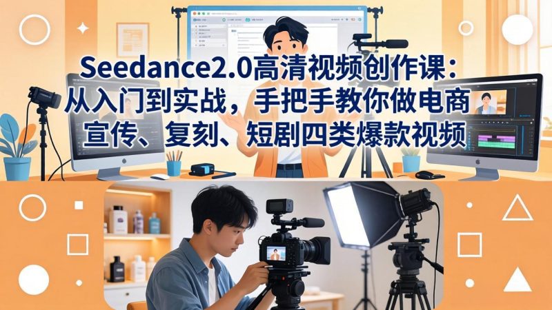 Seedance2.0高清视频创作课：从入门到实战，手把手教你做电商、宣传、复刻、短剧四类爆款视频 - 严选资源大全 - 严选资源大全