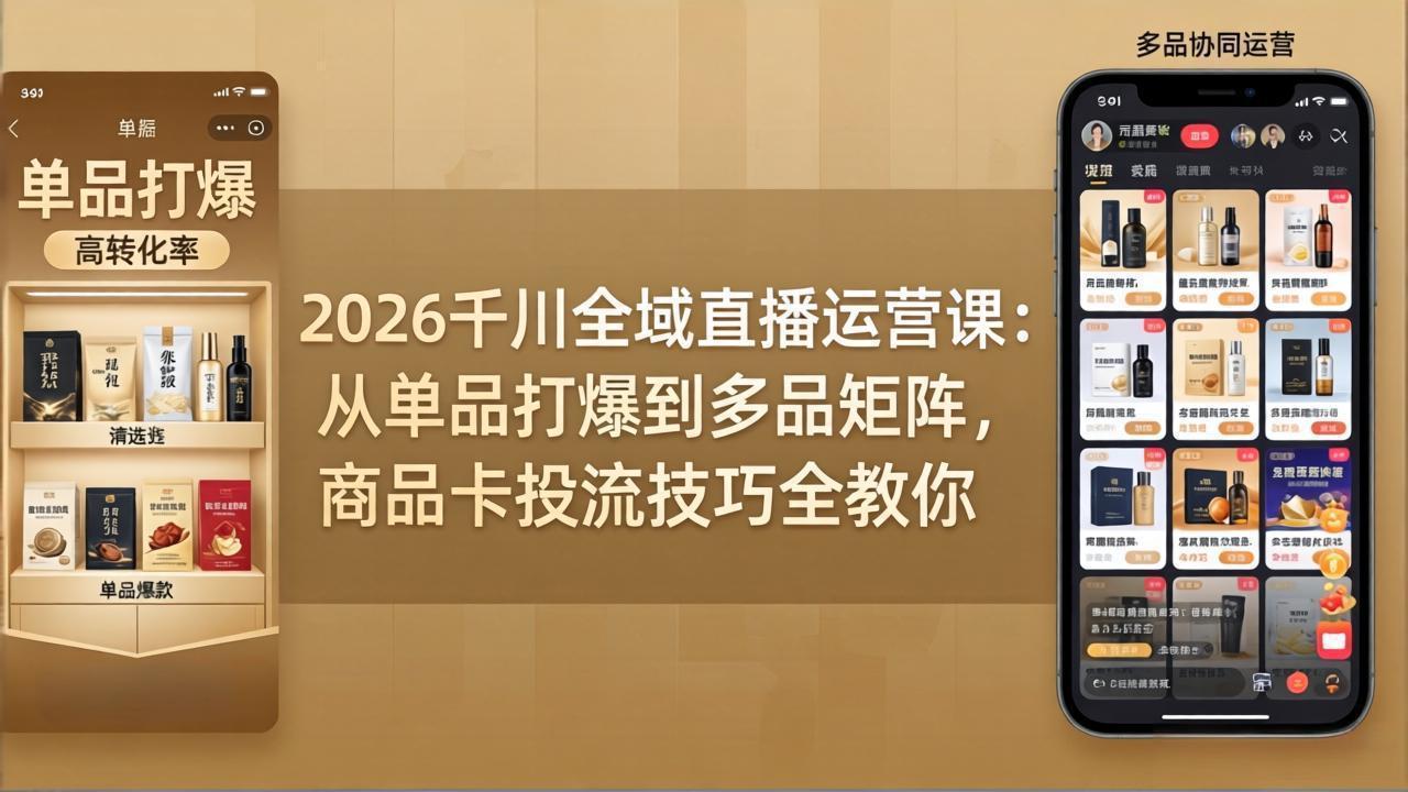 2026千川全域直播运营课:从单品打爆到多品矩阵,商品卡投流技巧全教你 - 严选资源大全