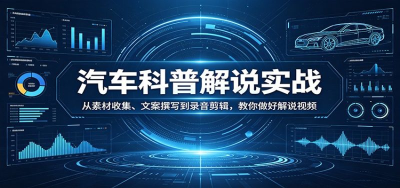 汽车科普解说实战：从素材收集、文案撰写到录音剪辑，教你做好解说视频 - 严选资源大全 - 严选资源大全