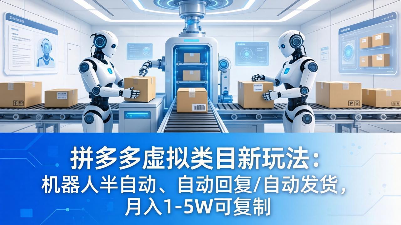 拼多多虚拟类目新玩法：机器人半自动、自动回复 /自动发货，月入 1-5W 可复制 - 严选资源大全