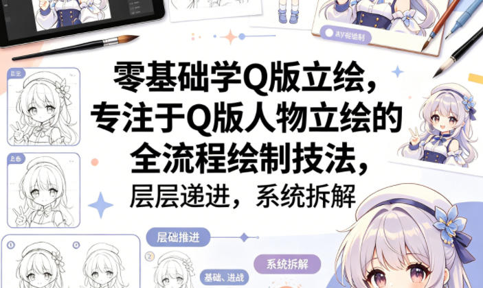 零基础学Q版立绘，专注于Q版人物立绘的全流程绘制技法，层层递进，系统拆解 - 严选资源大全