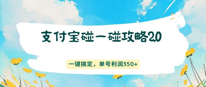 支付宝碰一碰攻略2.0，一键搞定，单号利润350+ - 严选资源大全 - 严选资源大全