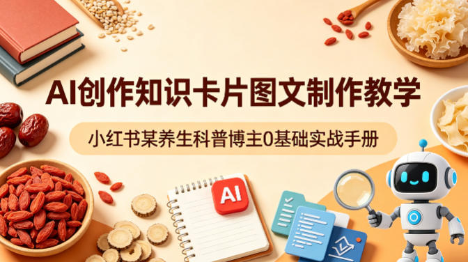 AI创作知识卡片图文制作教学，小红书某养生科普博主0基础实战手册 - 严选资源大全