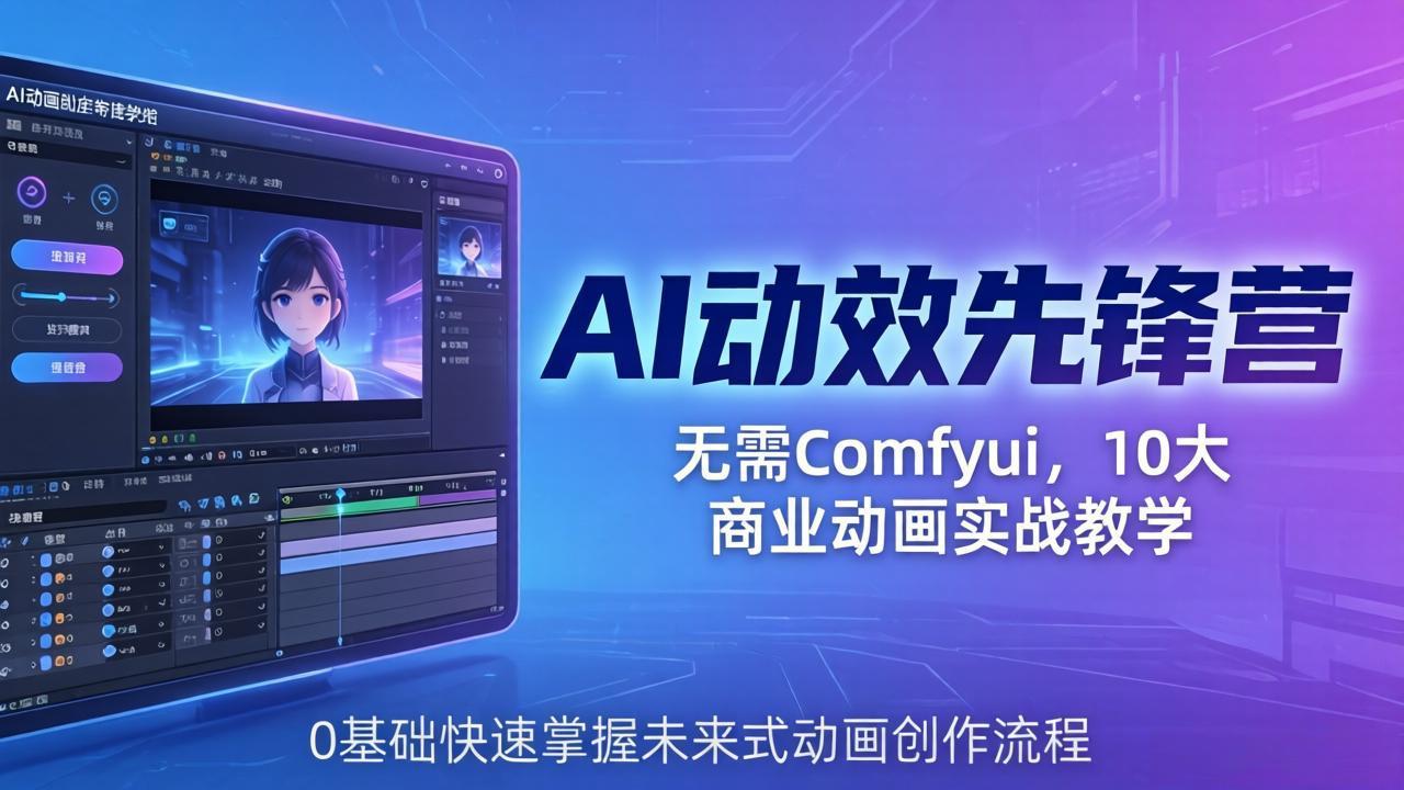 AI 动效先锋营：无需Comfyui，10大商业动画实战教学，0基础快速掌握未来式动画创作流程 - 严选资源大全