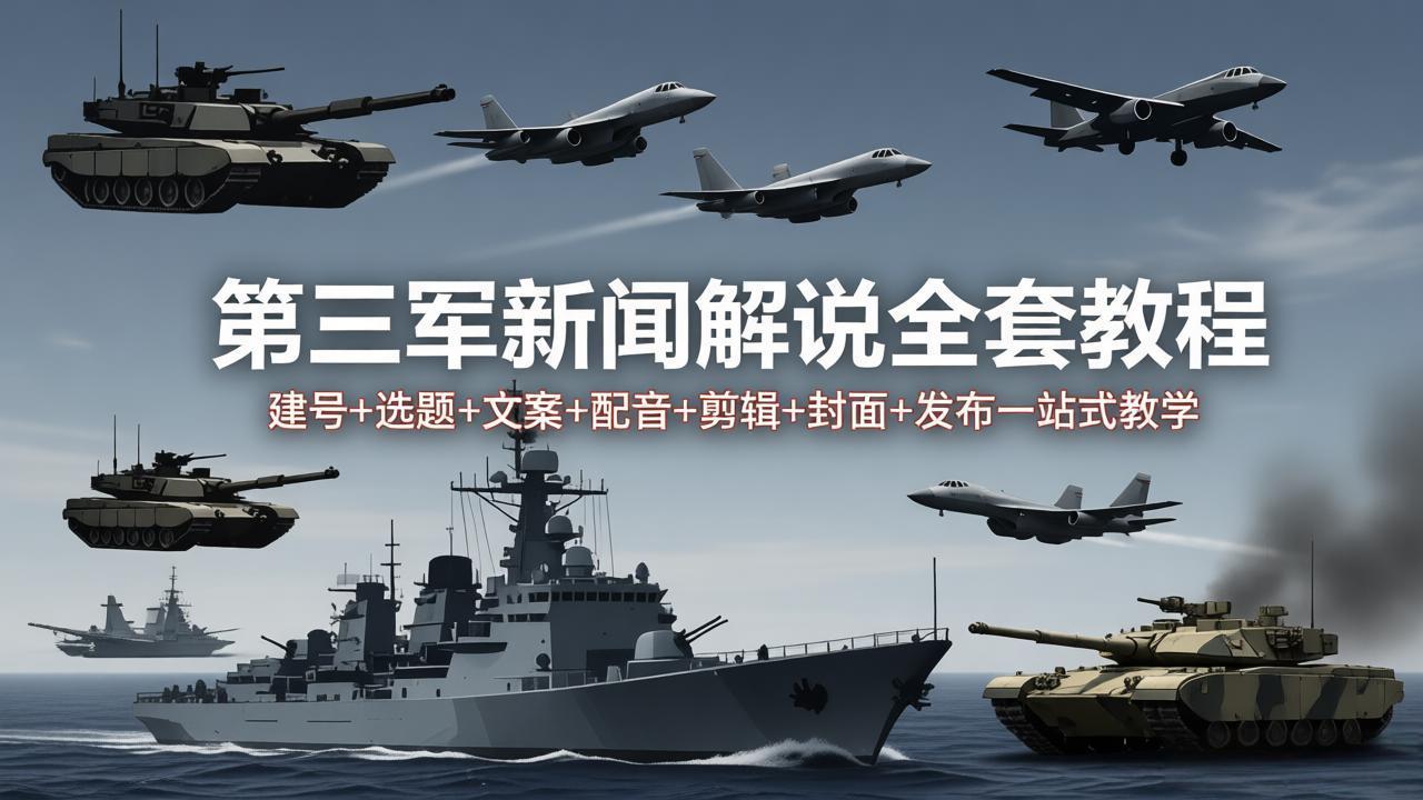 第三军迷新闻解说全套教程：建号+选题+文案+配音+剪辑+封面+发布一站式教学 - 严选资源大全