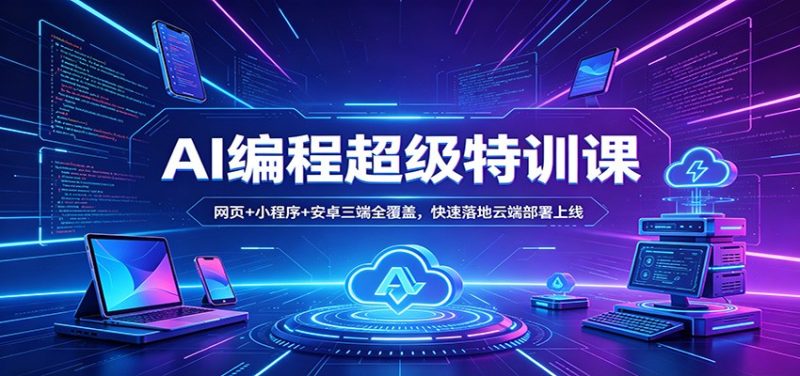 AI编程超级特训课：网页+小程序+安卓三端全覆盖，快速落地云端部署上线 - 严选资源大全 - 严选资源大全