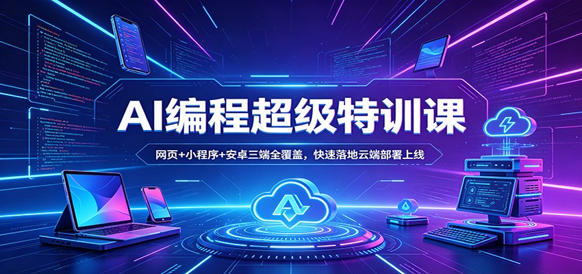 AI编程超级特训课：网页+小程序+安卓三端全覆盖，快速落地云端部署上线 - 严选资源大全